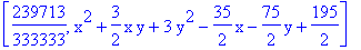 [239713/333333, x^2+3/2*x*y+3*y^2-35/2*x-75/2*y+195/2]